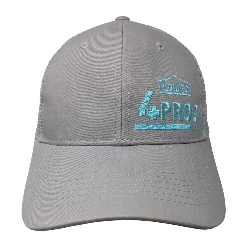 Lowe's 4 Pros Snap Back Trucker Hat Gray One Size Embroidered Mesh Back